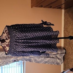 EUC Blue/White Anchor Design Off-Shoulder Blouse